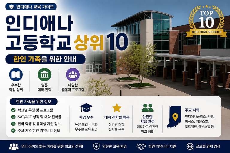 인디애나 상위 고등학교 10곳 — 한인 가족을 위한 안내 (2026)
