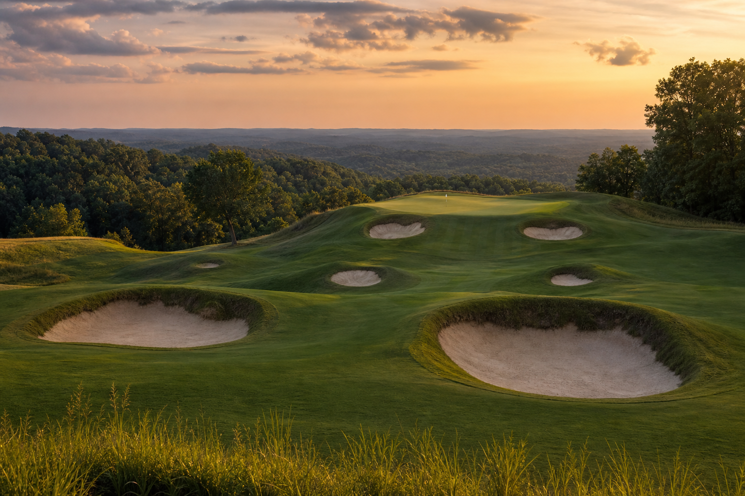피트 다이 코스 프렌치 릭 시그니처 홀 클럽하우스 마운트 에어리 인디애나 The Pete Dye Course at French Lick Resort signature hole