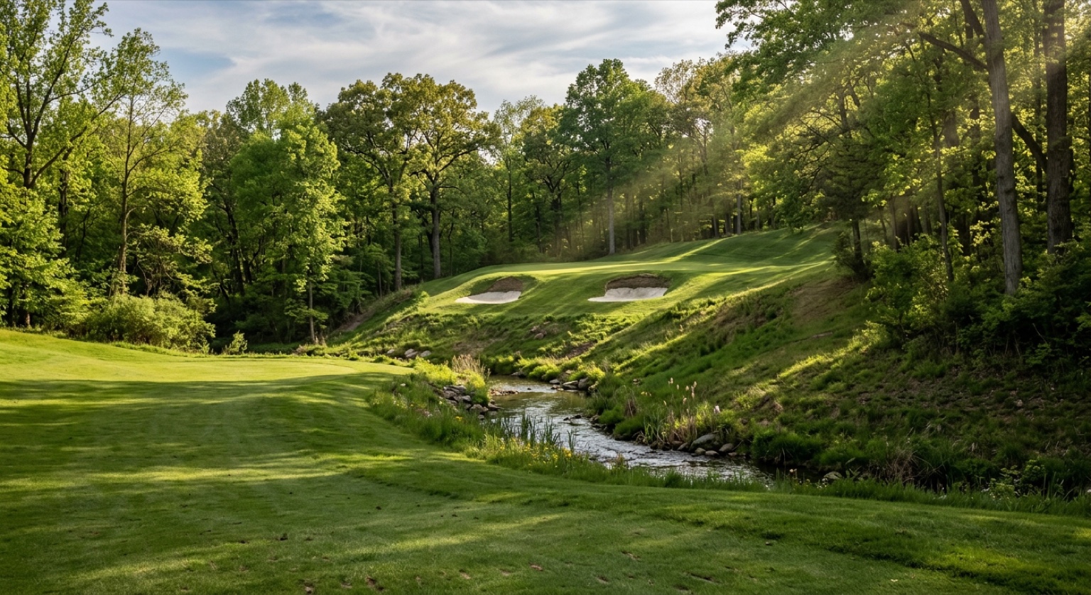 Bear Slide Golf Club 백 9 베어 슬라이드 크릭 elevated green 한국 골퍼 시점 Bear Slide Creek elevated green back nine Indiana
