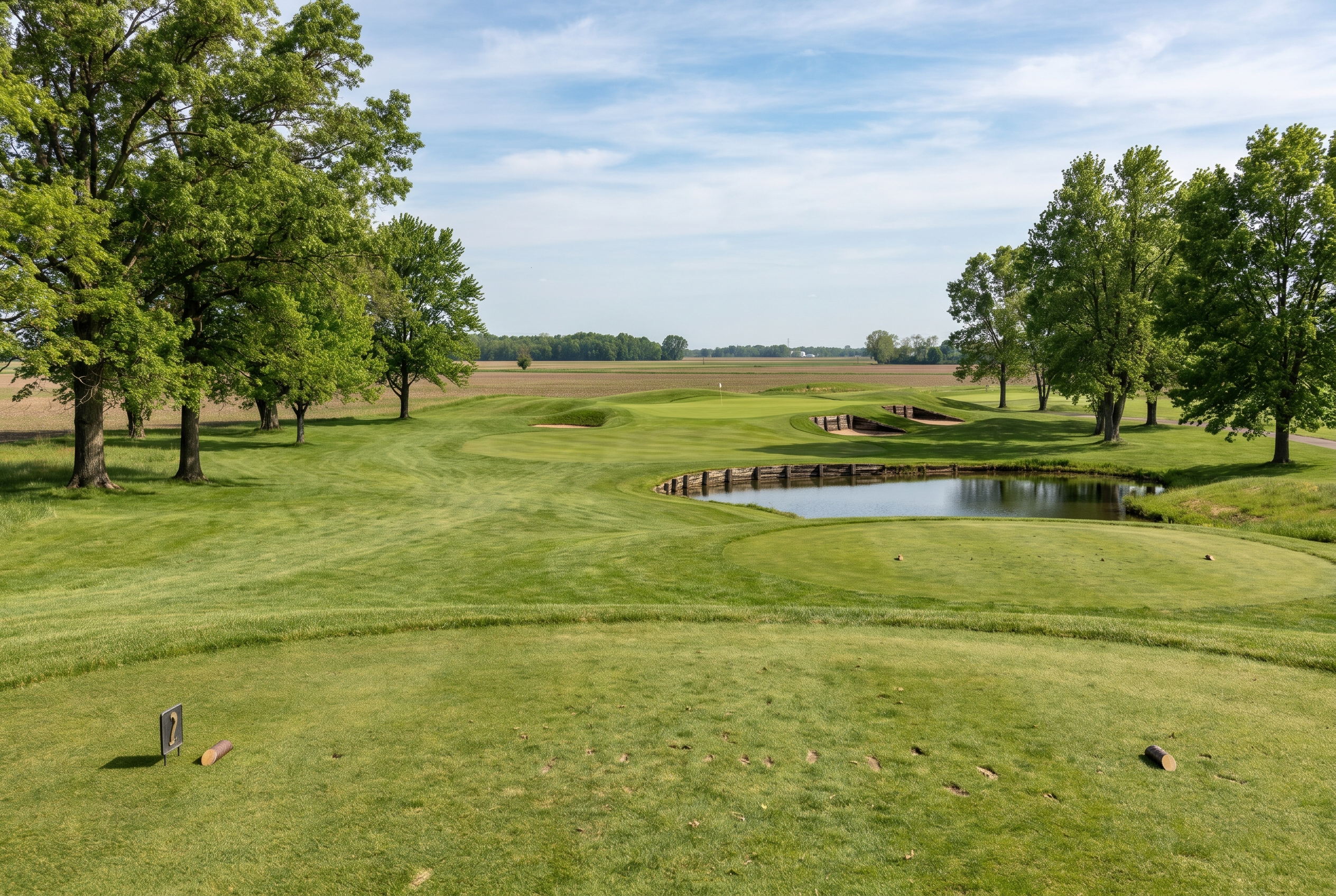 Plum Creek par 3 elevated tee 워터 해저드 Pete Dye 시그니처 카멜 인디애나
