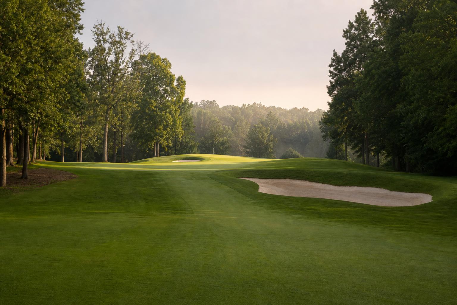Sycamore Hills 페어웨이 한국 골퍼 시점 elevated green과 strategic bunker Jack Nicklaus 시그니처