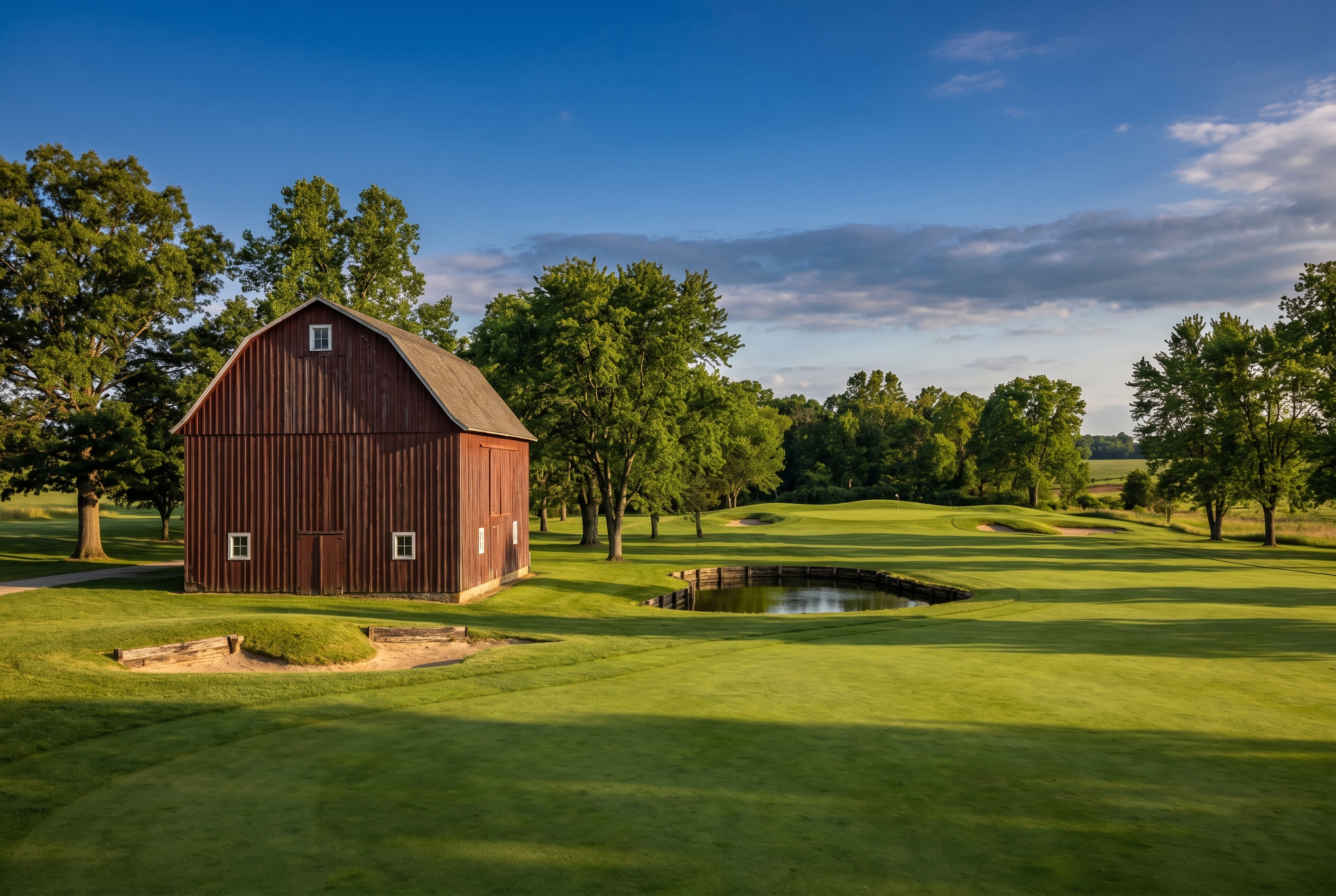 Lynnwood Farm 헛간 16번 홀 Plum Creek Golf Club 카멜 인디애나 헤리티지 농장