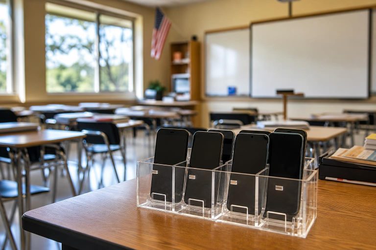인디애나 K-12 학교 교실 휴대전화 보관함 SEA 78 bell-to-bell cell phone restriction Indiana classroom