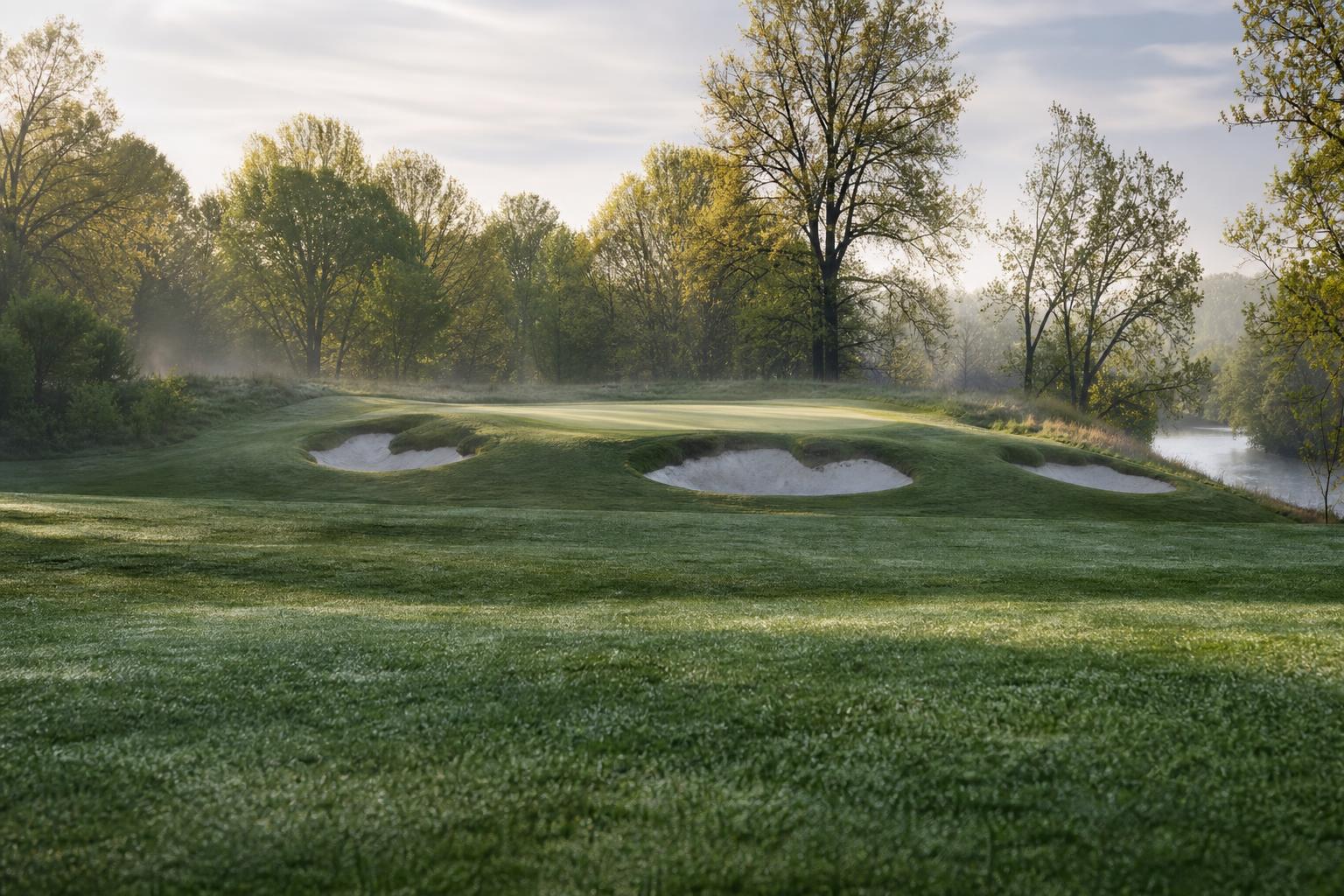 Coffin Golf Club 페어웨이에서 그린 바라보는 한국 골퍼 시점 White River 인디애나폴리스 시영 Tim Liddy 재설계 Coffin fairway