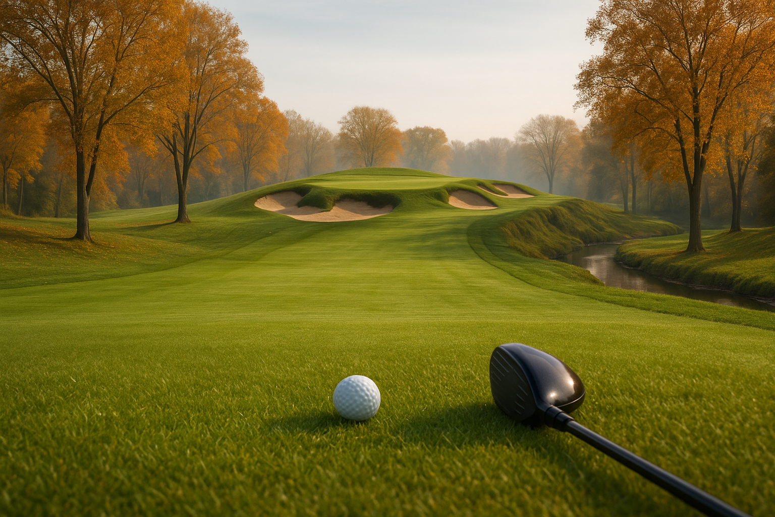 Eagle Creek Sycamore 페어웨이에서 elevated 그린을 바라보는 한국 골퍼 시점 Pete Dye 시영 인디애나폴리스 Eagle Creek fairway view
