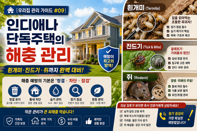인디애나 단독주택 해충 관리
