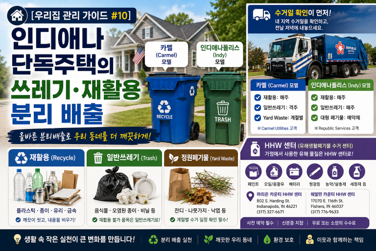 인디애나 단독주택 쓰레기 재활용 분리 배출