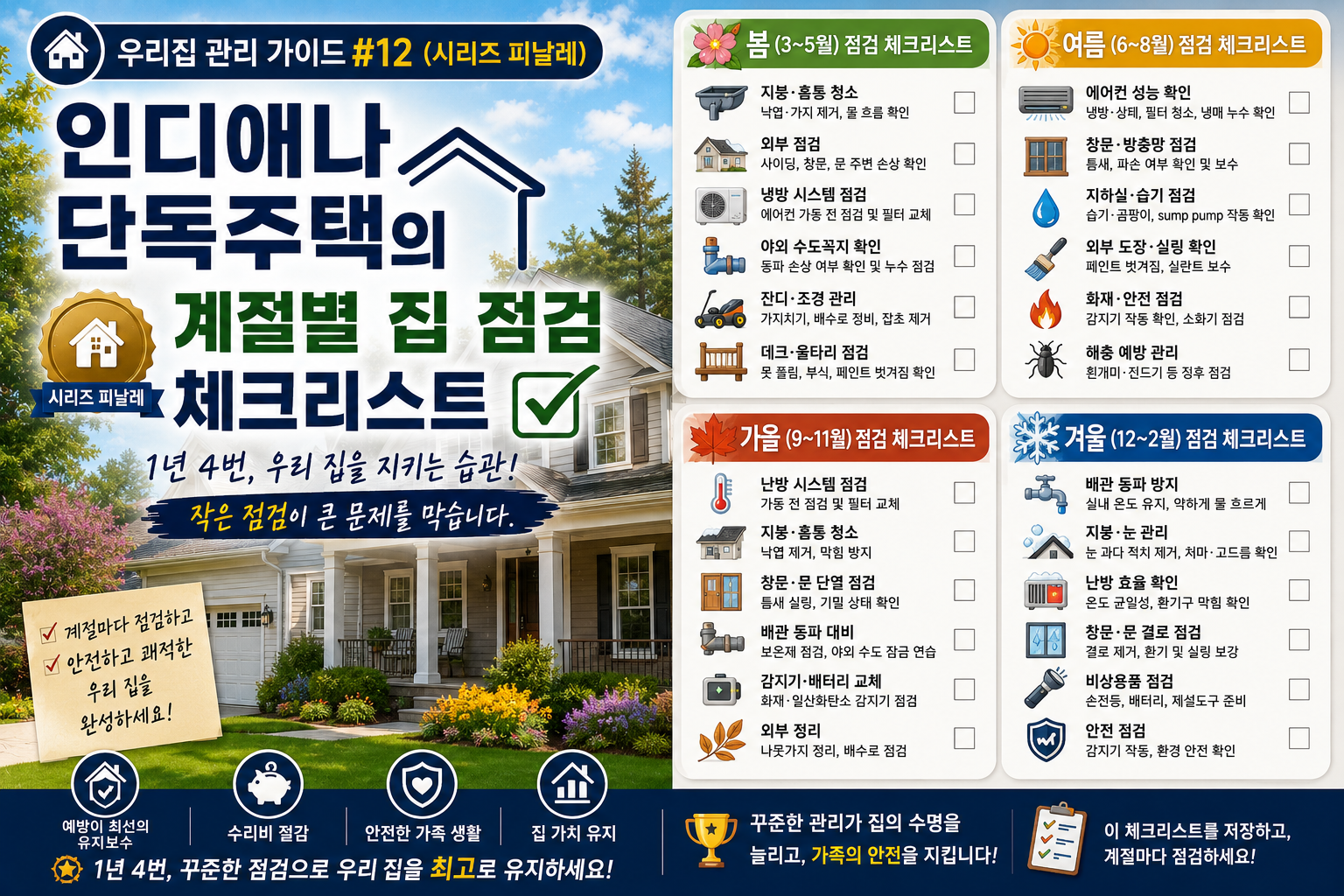 인디애나 단독주택 계절별 집 점검 체크리스트