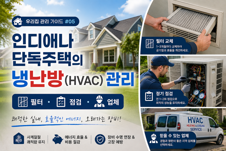 [우리집 관리 가이드 #05] 인디애나 단독주택의 냉난방(HVAC) 관리 — 필터·점검·업체