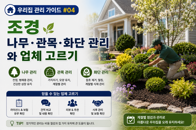 [우리집 관리 가이드 #04] 조경 — 나무·관목·화단 관리와 업체 고르기