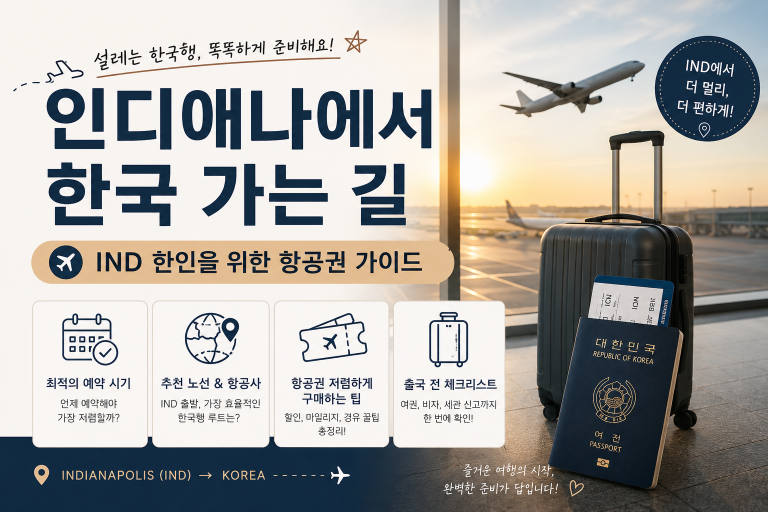 인디애나에서 한국 가는 길 — IND 한인을 위한 항공권 가이드