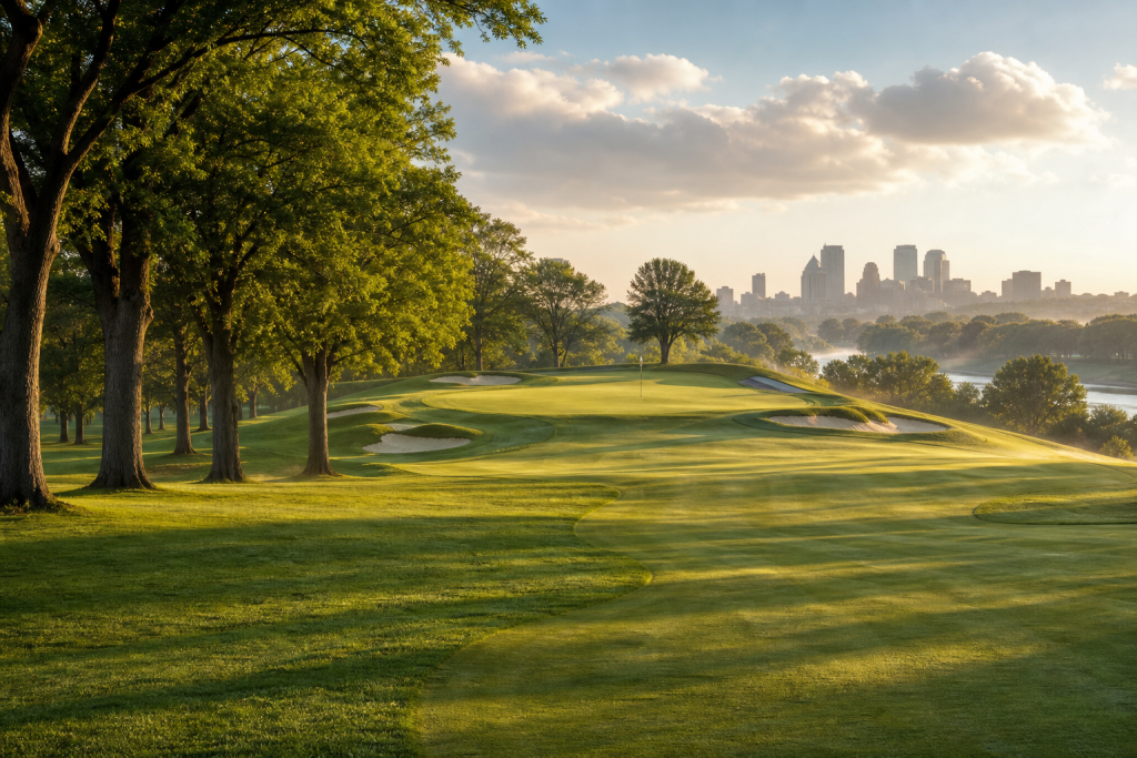 South Grove Golf Course 1902 Harry Schopp 인디애나폴리스 시영 코스 다운타운 스카이라인 White River 한국 골퍼 South Grove Golf Course Indianapolis Indiana