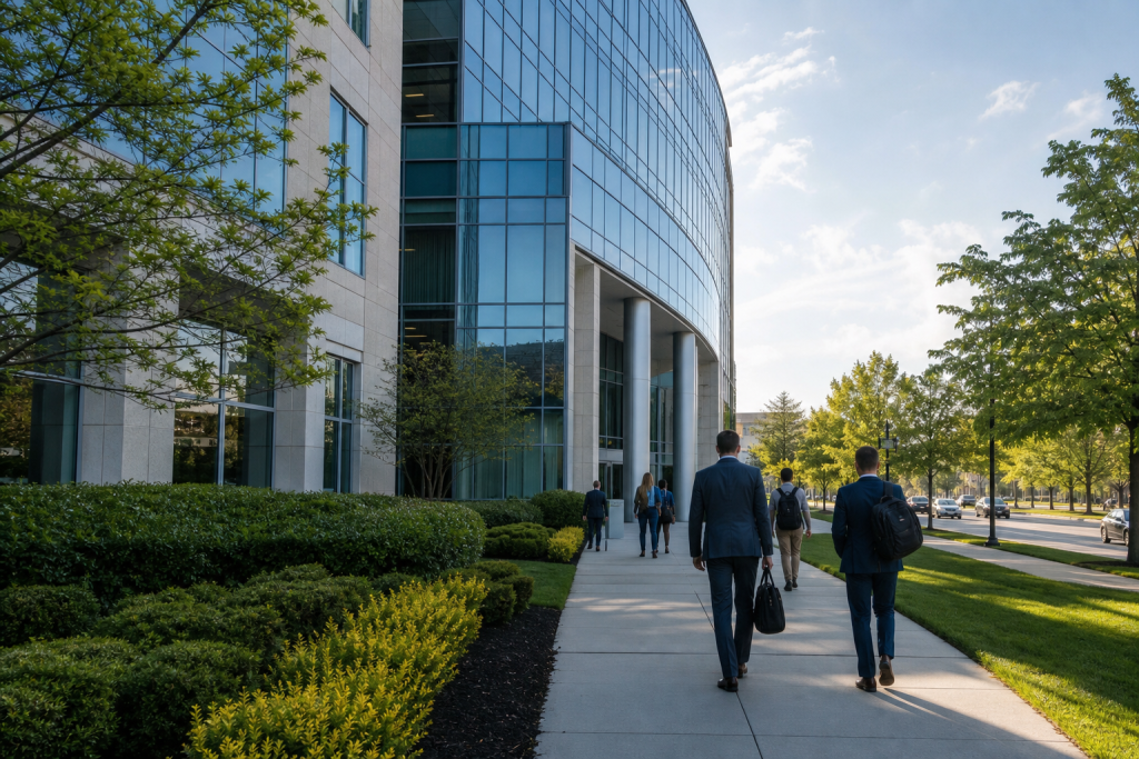 카멜 노스 메리디언가 금융 서비스 오피스 빌딩 전경 (Carmel Indiana corporate office)