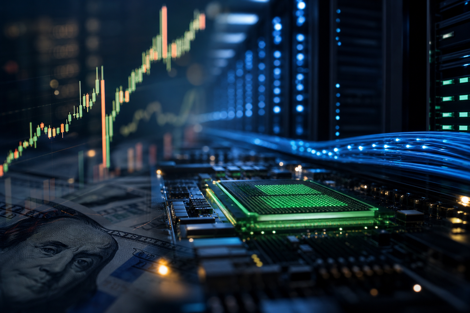 엔비디아 회사채 발행과 AI 반도체·자본시장 개념 이미지 (AI semiconductor chip and bond market)