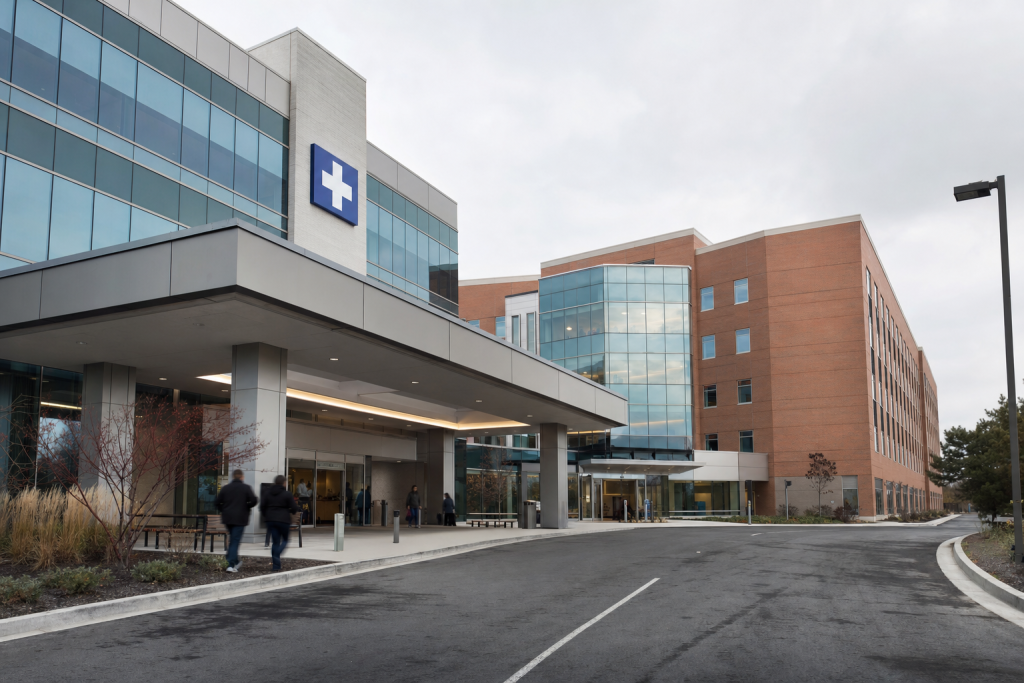 인디애나 비영리 병원 외관 — 병원 가격 상한제 (메디케어 260%) Indiana hospital price cap