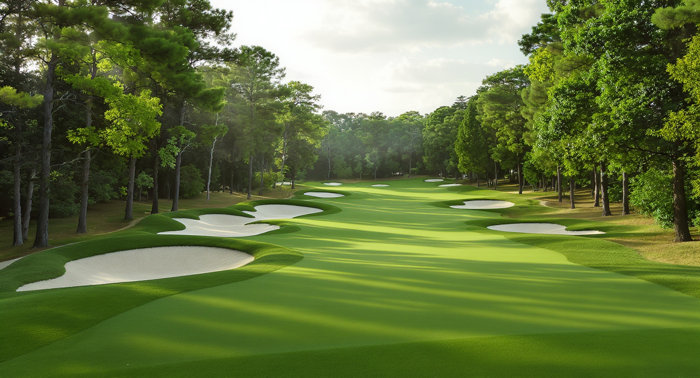 Belterra Casino Resort Golf Course 페어웨이에서 Tom Fazio 대형 그린을 바라보는 한국 골퍼 시점 벤트그라스 인디애나 Belterra fairway view Tom Fazio bentgrass green Indiana