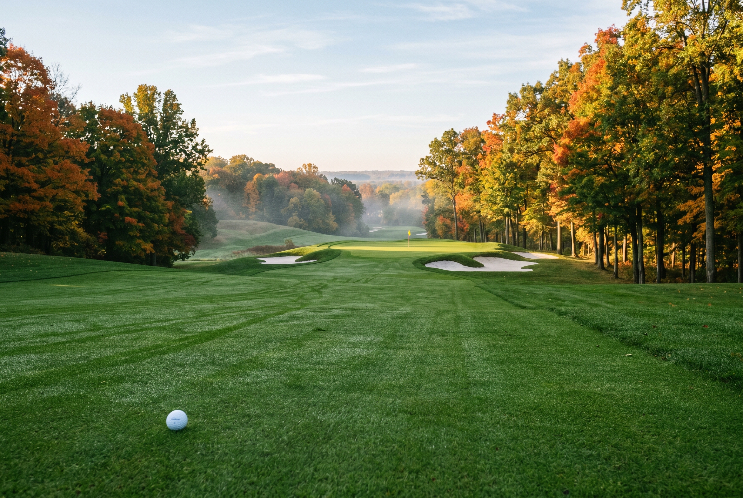 Birck Boilermaker Ackerman-Allen 페어웨이에서 elevated green을 바라보는 한국 골퍼 시점 Pete Dye Purdue Indiana fairway view