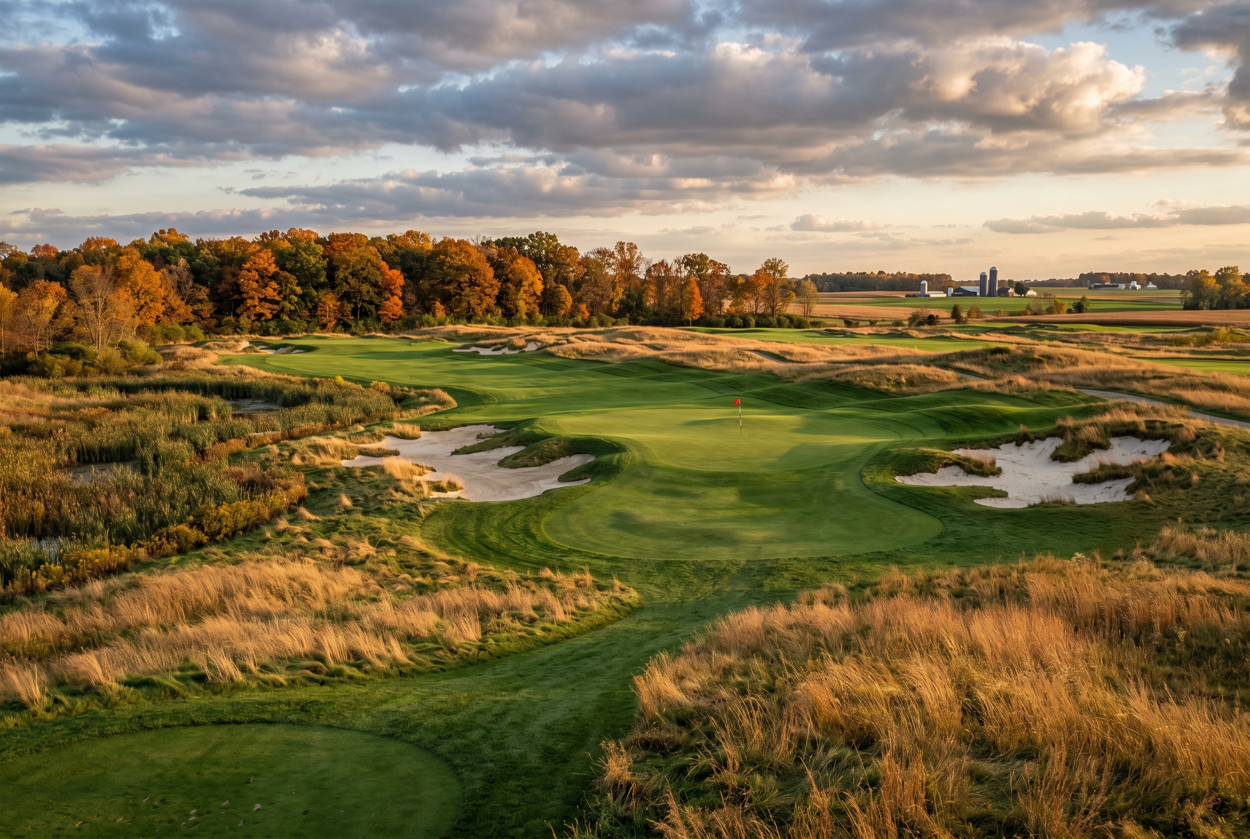 Birck Boilermaker Golf Complex Kampen-Cosler 시그니처 그린 페어웨이 가을 광경 Purdue West Lafayette Indiana golf course