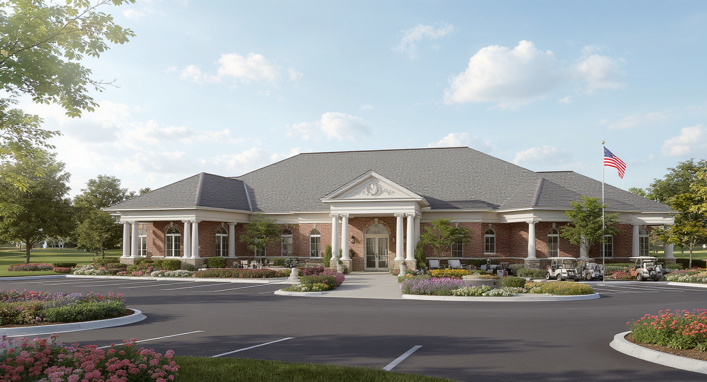 Briar Ridge Country Club 클럽하우스 The Turn View 27 레스토랑 아웃도어 파티오 셔러빌 인디애나 Briar Ridge Country Club clubhouse dining Schererville Indiana