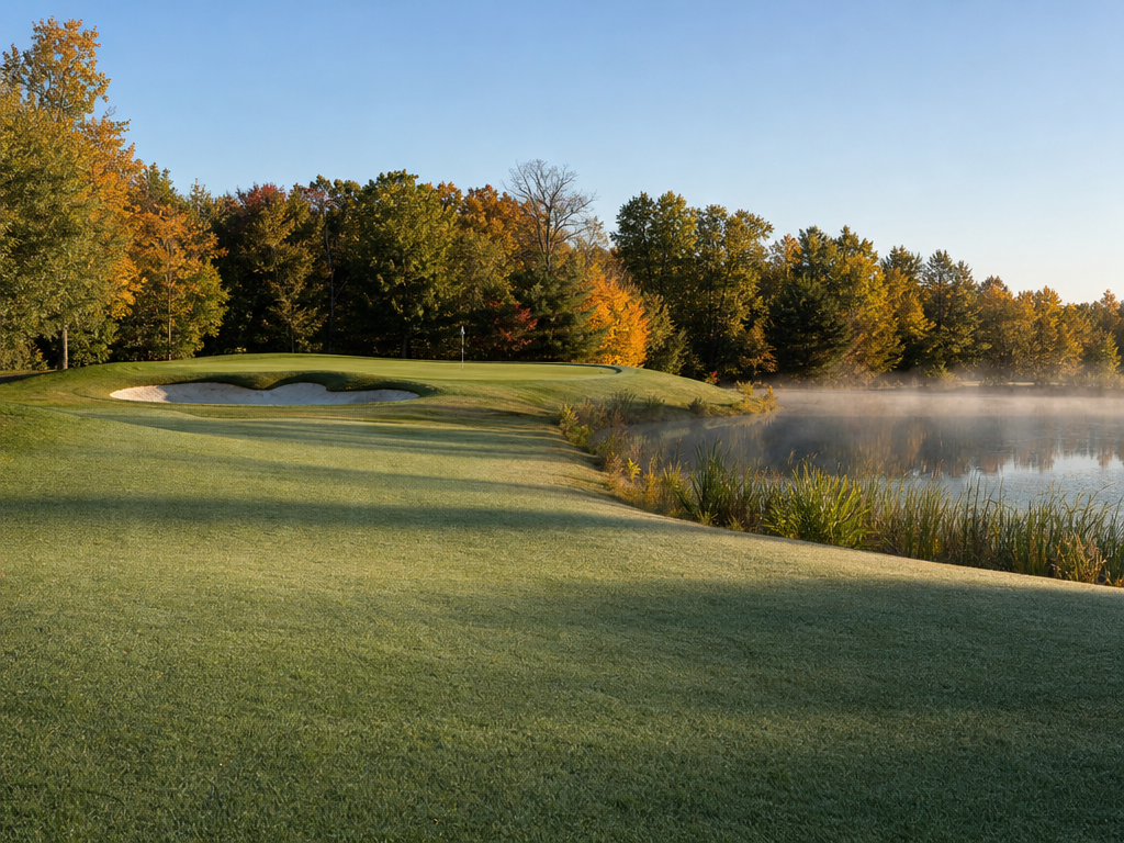 The Legends 페어웨이에서 elevated 그린을 바라보는 한국 골퍼 시점 Jim Fazio 27홀 퍼블릭 Franklin Indiana The Legends fairway view