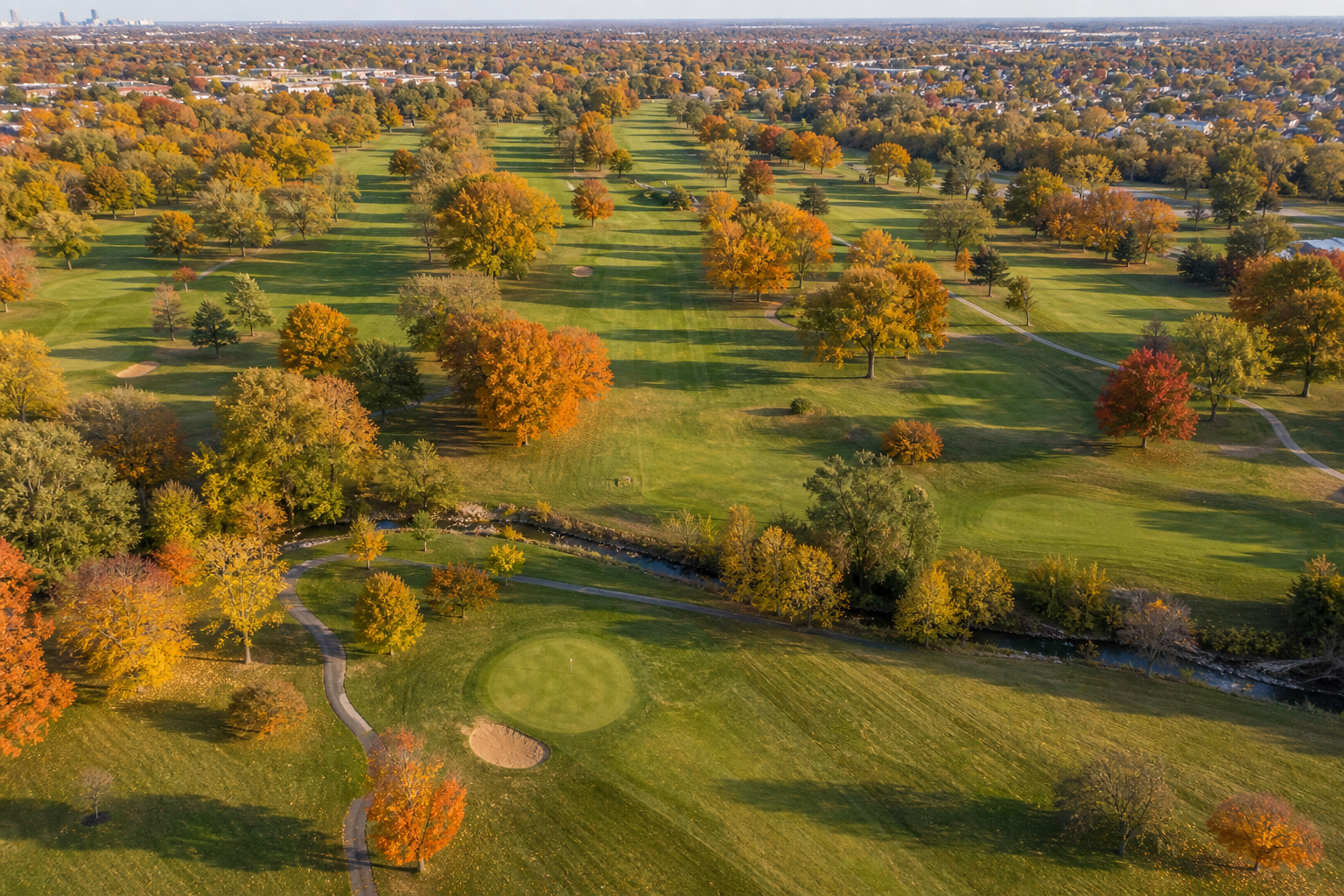 Sarah Shank Golf Course 항공 뷰 18홀 William Diddel 1941 확장 인디애나폴리스 남쪽 시영 Sarah Shank aerial Indianapolis Indiana