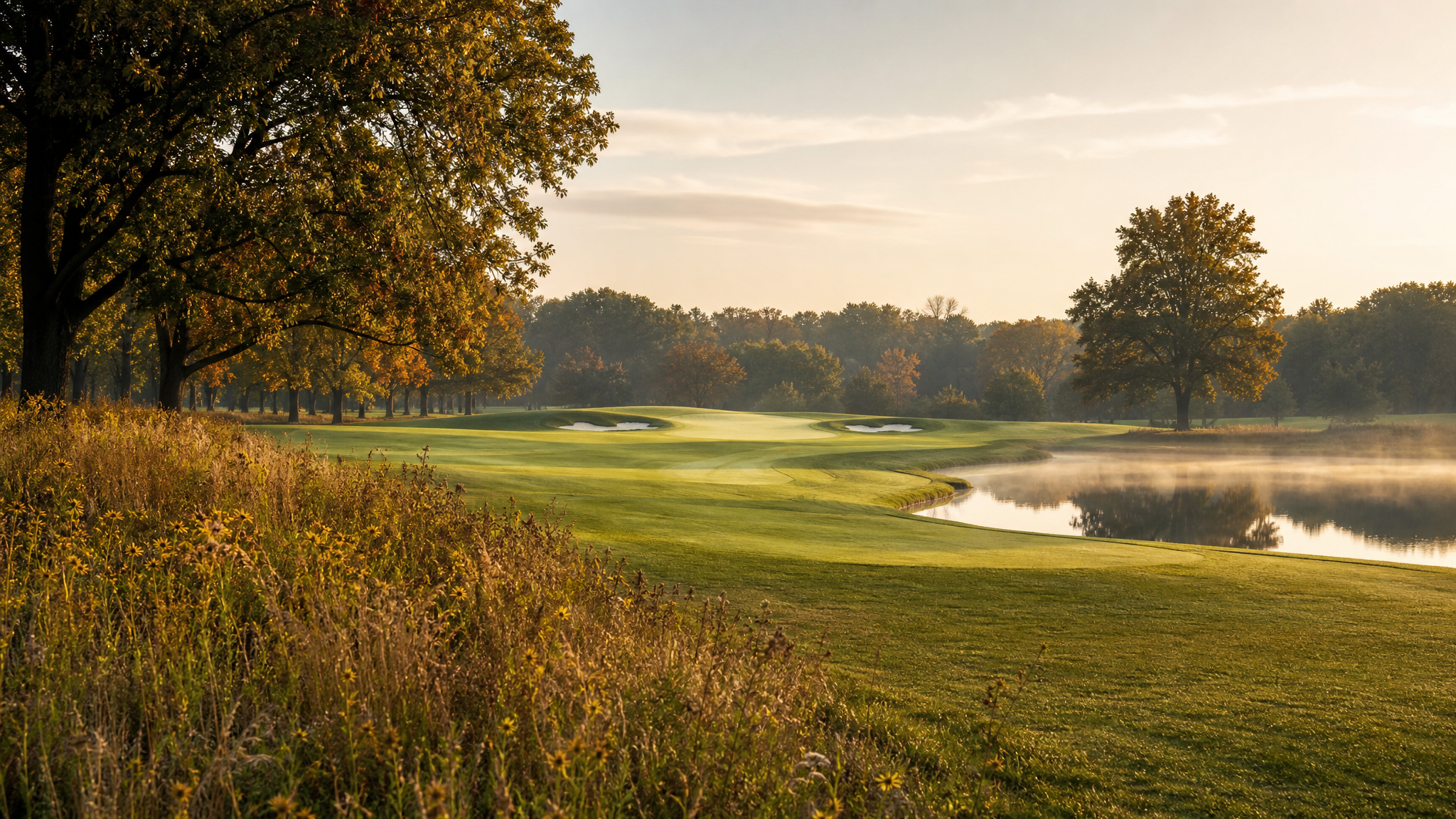 Smock Golf Course 시그니처 그린 페어웨이 가을 인디애나폴리스 시영 챔피언십 Smock Golf Course Indianapolis Indiana