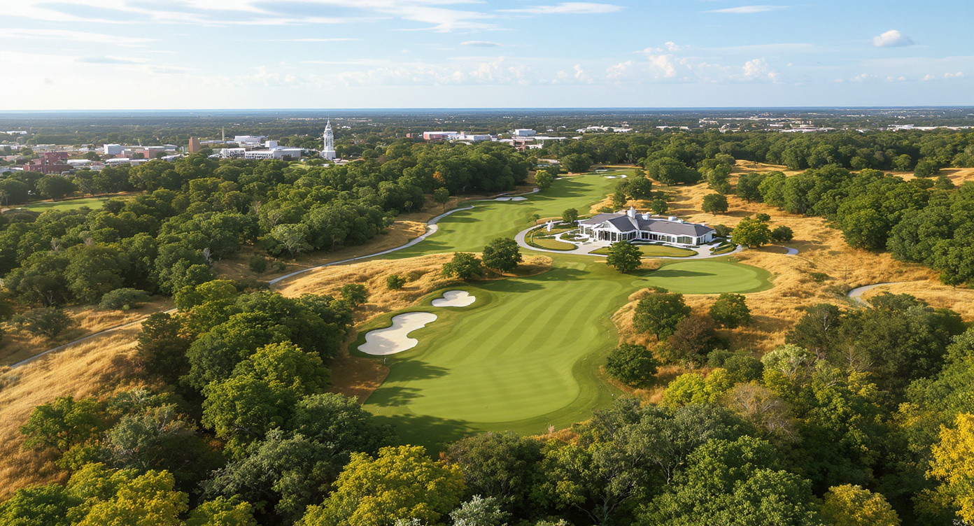 Warren Golf Course Notre Dame 항공 뷰 250에이커 링크스 스타일 노트르담 인디애나 Warren Golf Course aerial view 250 acres links style Notre Dame Indiana