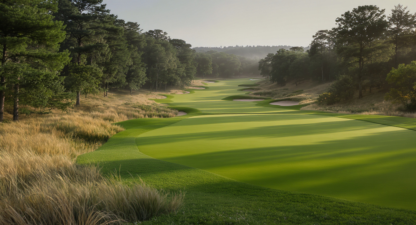 Warren Golf Course Notre Dame Coore Crenshaw 최소주의 설계 훼스큐 페어웨이 그린 사우스 벤드 Warren Golf Course Notre Dame minimalist fescue fairway green South Bend Indiana