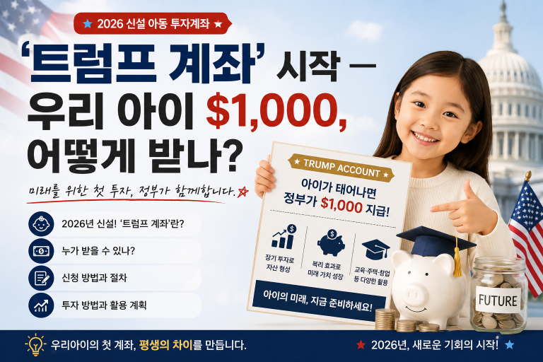 [기획] ‘트럼프 계좌’ 시작 — 우리 아이 $1,000, 어떻게 받나 (2026 신설 아동 투자계좌)