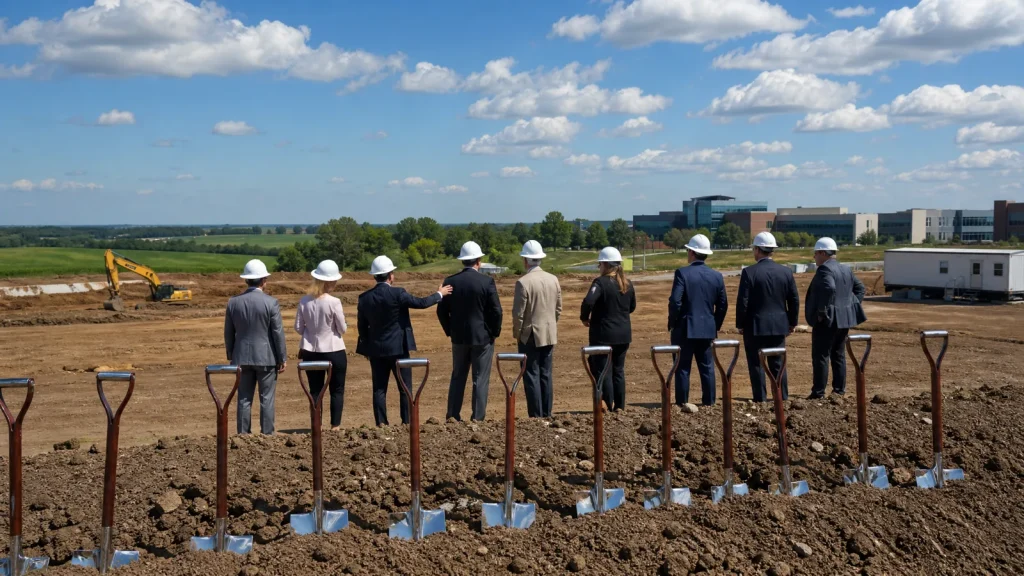 웨스트라파예트 퍼듀 연구단지 파크뷰 헬스 종합병원 착공 현장 (Parkview Health West Lafayette hospital groundbreaking)