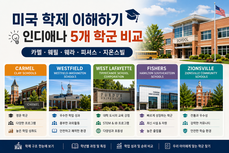 미국 학제 이해하기 — 인디애나 5개 학군 비교