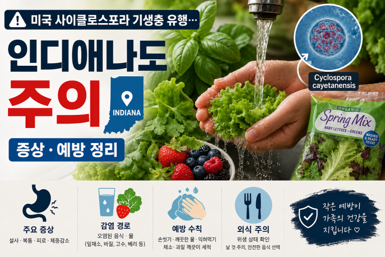 미국 사이클로스포라 기생충 유행…인디애나도 주의 — 증상·예방 정리