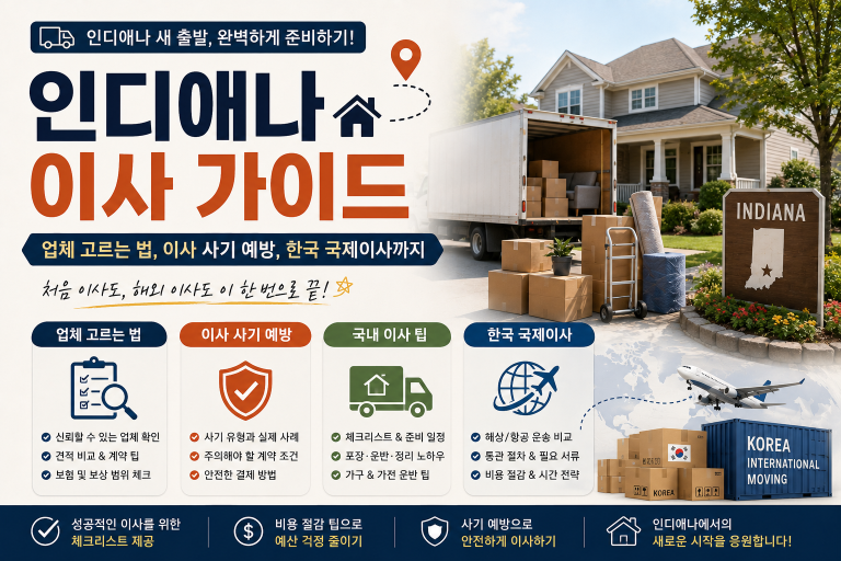 인디애나 이사 가이드 — 업체 고르는 법, 이사 사기 예방, 한국 국제이사까지