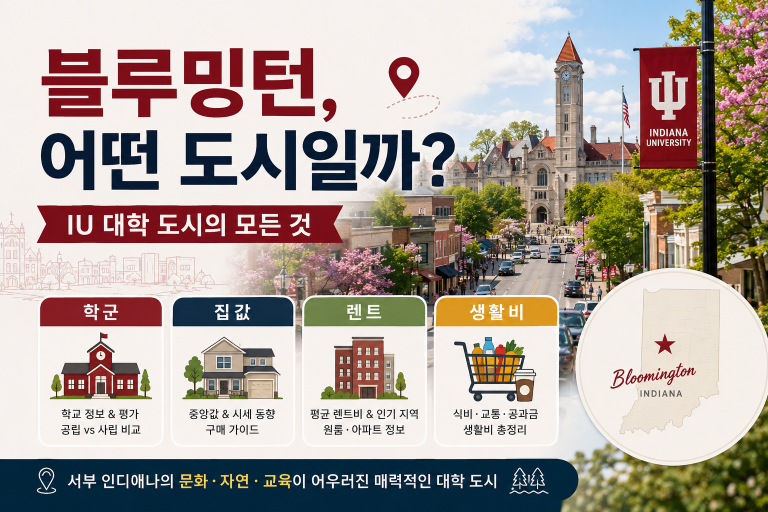 블루밍턴, 어떤 도시일까 — IU 대학 도시의 학군·집값·렌트·생활비